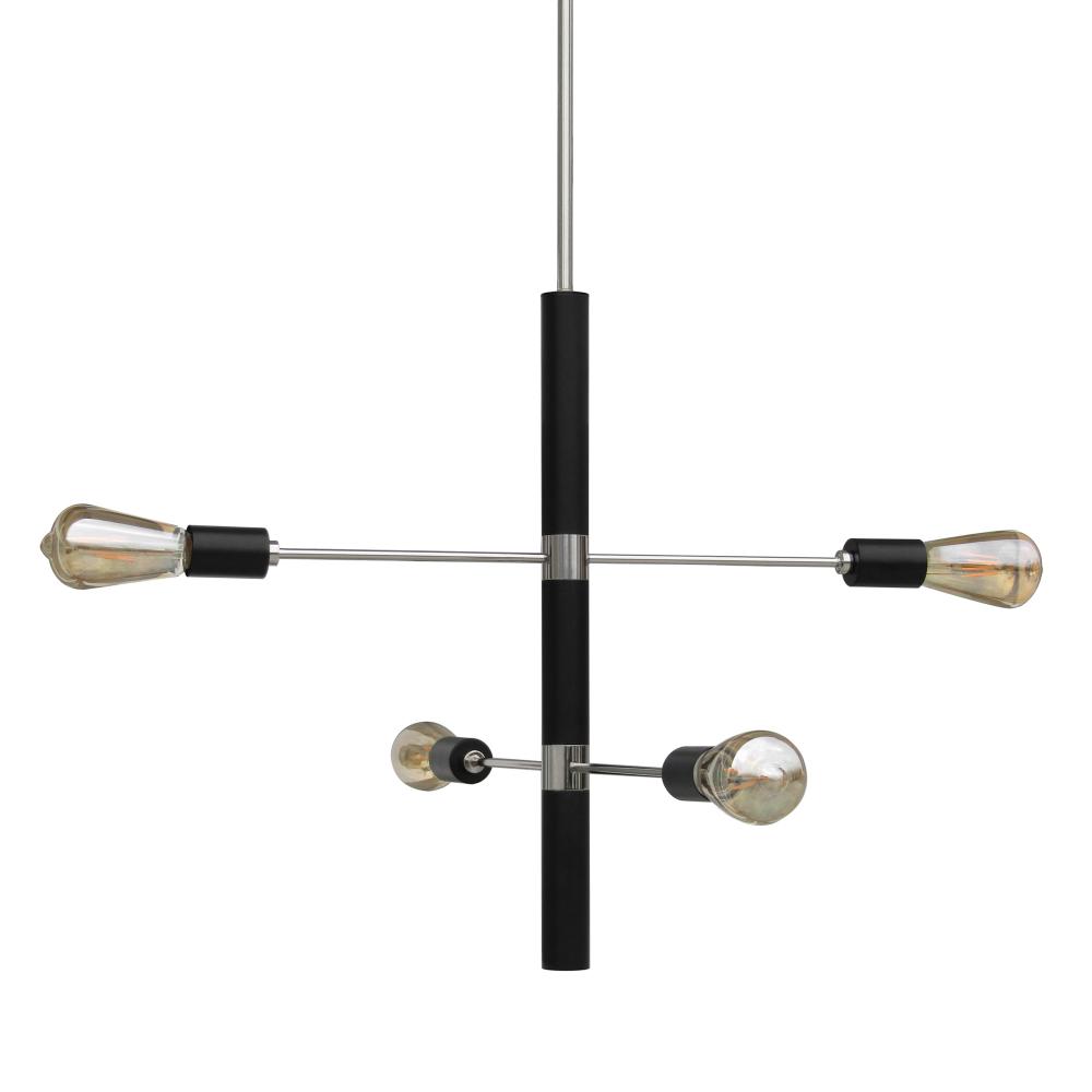 4 Light Black and Chrome Modern Chandelier