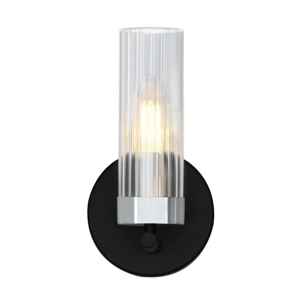 Margaret 1 Light Wall Lights Matte Black Finish with Chrome accent, perfect for Kitchen, Foyer,